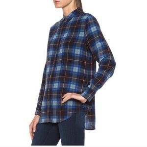 Equipment Femme 100% Silk Tartan Blouse XS